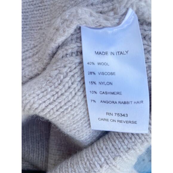 Mia Mai Wool Cashmere Sweater Womens S Beige Tan Basket Weave Short Sleeve - Picture 5 of 7